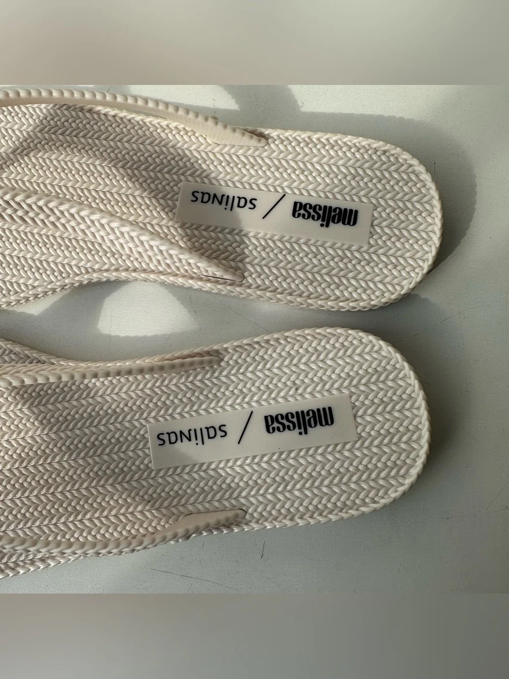 Melissa Cream Woven Thong Sandals